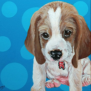 Elvis the Puppy - Acrylic on 10 X 10 Stretched Canvas